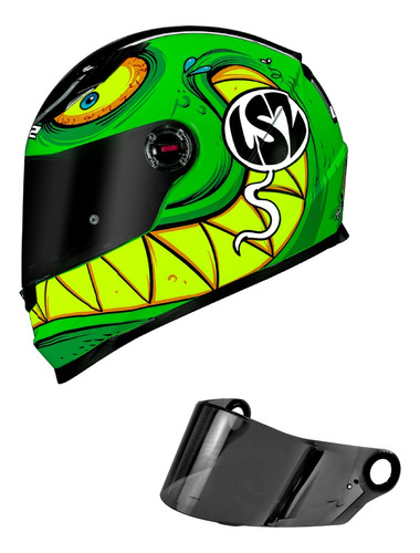 Capacete Feminino Ls2 Ff358 Rampage Verde + Viseira Fumê