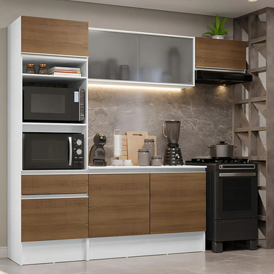 Cocina Integral Completa Modular Madesa Topazio 240cm Color Blanco\u002FMarrón | Meses sin interés