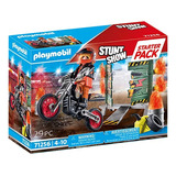 Figura Armable Playmobil Stuntshow Moto Con Pared De Fuego 29 Piezas 3+