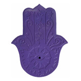 Porta Sahumerios Artesanal Mano De Fátima - Hamsa Violeta#s