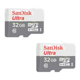Packx2 Tarjeta Memoria 32gb Sandisk Microsd Clase10 Nexstore