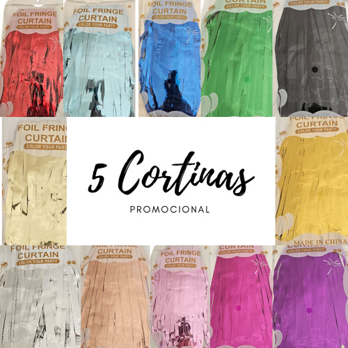 Kit 5 Cortinas Metalizado Para Festa 1mx2m  Painel Decoração