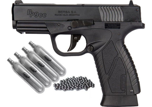 Pistola Asg Bersa Bp9cc 4.5mm Blowback + Garrafas Y Balines 