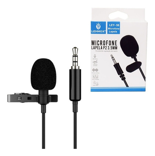  Lapela Profissional Microfone P/ Celular Pc Plug P2 Ley-58