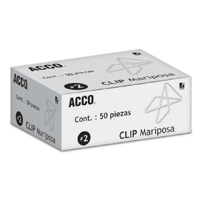 Clip Mariposa # 2 Acco Caja Con 50 Clips Color Gris | Meses sin interés