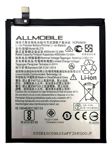 Pila Bateria Litio Bl270 Para Motorola G6 Play Xt1922 E/g