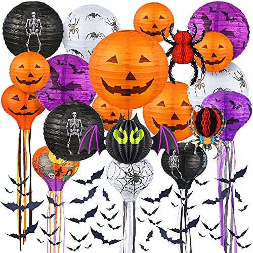 Faroles De Papel Para Decoración De Halloween, Paquete De 48