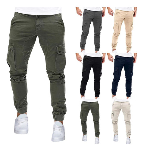 Pantalón Jogger Cargo Skinny De Gabardina Strech