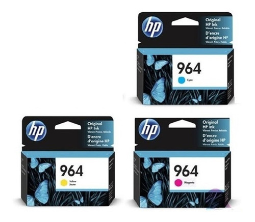 Kit 03 Cores Cartucho Tinta Original Hp 964 9010 9020 