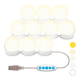 Kit 10 Focos Lamparas Luz Led Espejo Usb Maquillaje Camarin