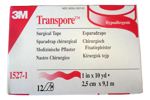 Cinta Quirurgica Transpore Por Caja  1.0 In  Caja De 12 Rol