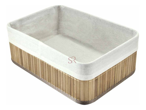 Cesto Organizador Em Bambu Retangular 33x23x12 G