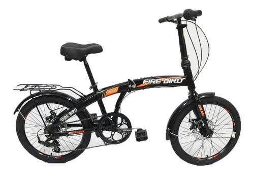 Bicicleta Paseo Plegable Fire Bird Urbana Curve   R20 6v Frenos De Disco Mecánico Cambios Shimano Color Negro/naranja  