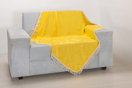 Manta Xale Para Sofá Grande E Retrátil 2,9m X 1,5m Amarelo