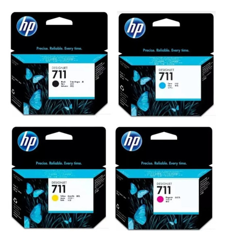 Kit Cartuchos Hp 711 Preto 38ml + Coloridos 29ml Originais 