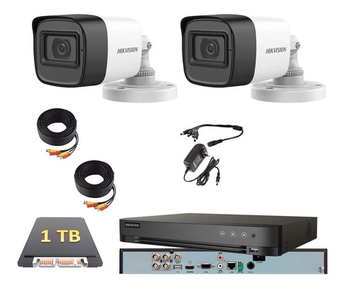 Kit Video Vigilancia Dvr 4 Canales 2 Cámaras 5 Mp Disco 1 Tb