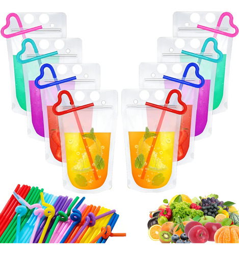 Bolsa De Bebidas Y Popotes De 500ml Para Acampar, 150 Piezas
