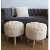 Promo Puff Peludo Nordico Piel Sintetica Ekisetum Muebles