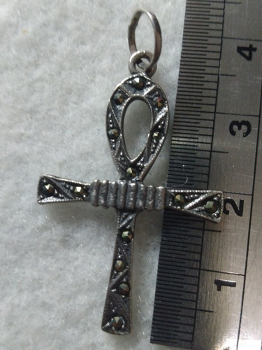 Crucifixo Egípcio Ankh Prata 925 Marcassitas 4cm 2,6g 4fotos