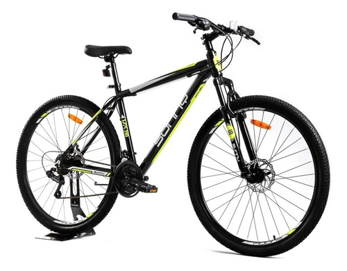 Mountain Bike Sunny Mts 290 Ml 21v Frenos De Disco Mecánico Cambios Sun Run Y Shimano Tourney Color Negro/amarillo Con Pie De Apoyo  