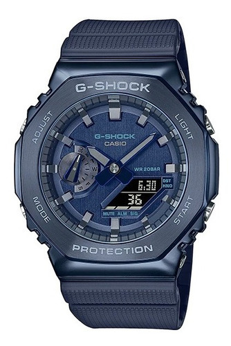 Reloj Casio G-shock Gm-2100n Hombre Caja Acero 20 Bar Color De La Malla Azul Color Del Bisel Azul Color Del Fondo Azul