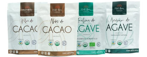 4 Pack Cacao En Polvo, Nibs De Cacao,inulinayazúcar De Agave