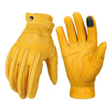 Guantes De Moto Retro De Cuero Genuino Touch Para Hombre