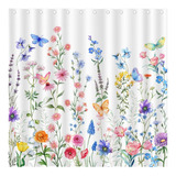 Juego De Cortinas De Ducha De Flores De Acuarela Floral Colo