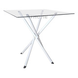 Mesa Quadrada Italy 80cm Jantar Vidro Suporte Palito Metal