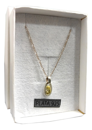 Cadena Dije Virgen Niña Plata 925 Oro Bautismo Comunion