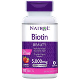 Natrol Biotin 5000 Mcg., 250 Tabletas Sabor Frutilla.
