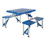 Mesa Plegable Tipo Maleta Con Bancos 134 Cm