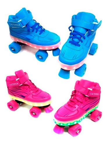 Patines 4 Ruedas California Luces Led + Usb  Plumitaa