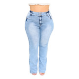 Calça Jeans Feminina Modelo Flare Plus Size Com Lycra