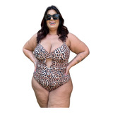 Maio Plus Size Retrô Com Sustentação Animal Print