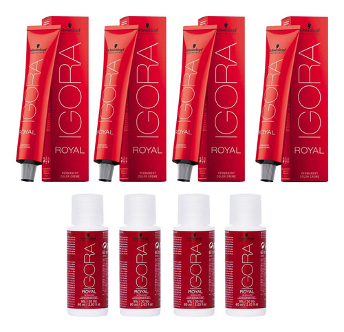 Kit Coloração Igora 2x 8-77 + 2x 0-77 60g + 4 Ox 20 Vol 60ml