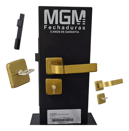 Fechadura Completa Interna Porta Banheiro Roseta Bronze Mgm