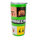 Termo Doble Pared Personajes Animados Tapa Deslizable 500 Ml Color Minecraft