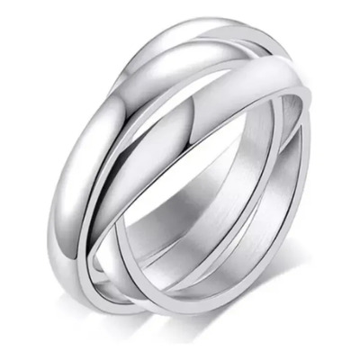 Anillo Dama Entrelazado De 3 Aros Incluye Grabado Plata 925 Talla 10.5
