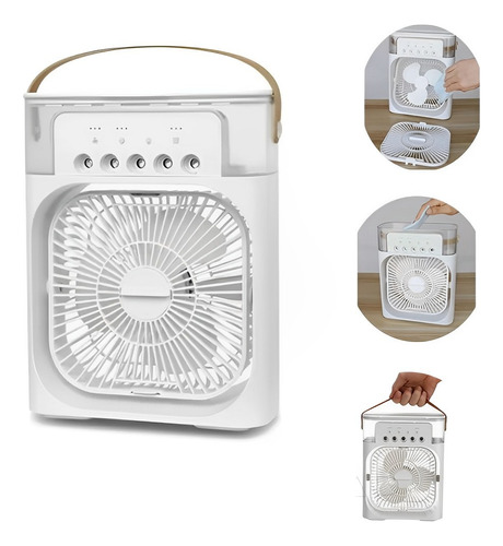 Ventilador Portátil 3 Velocidades Led Umidificador Ar Condi.