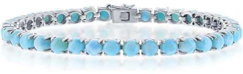 Beaux Bijoux 5 Mm Natural Larimar Gemstone 7.5 Pulsera De Te