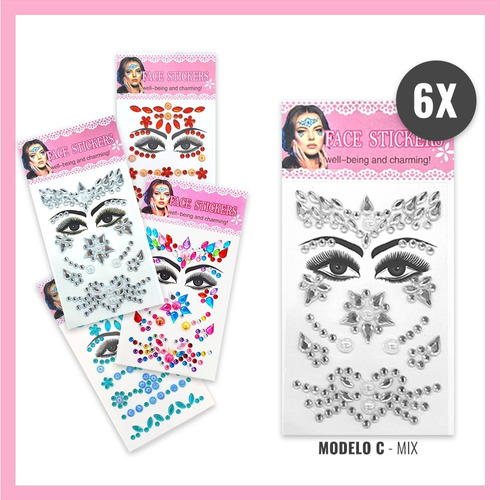 Face Sticker De Cristales Strass Adhesivo - Colores