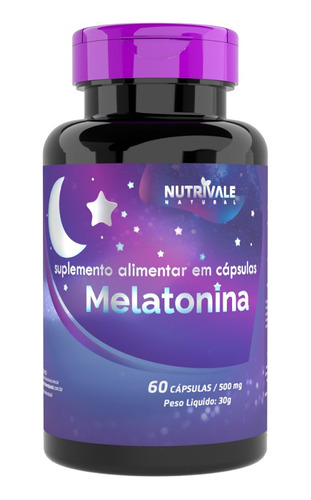 1 Melatonina 210mcg Nutrivale Natural 60 Caps 500mg Original