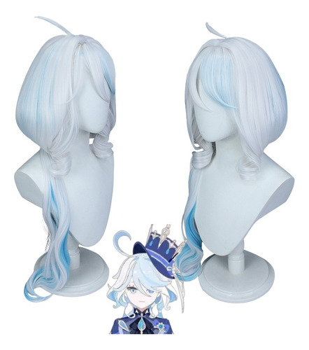 Genshin Impact Focalors Cosplay Peluca Largo Pelo 90cm