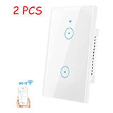 2pcs Interruptor De Luz De Pared Inteligente Wifi (2 Vía)