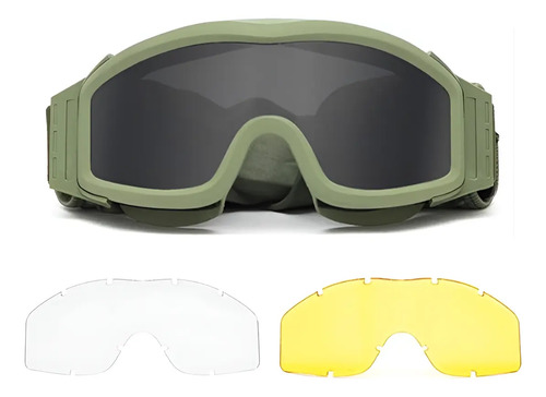 Lentes Tácticas Goggle Militares Careta Gafas Con 3lentes