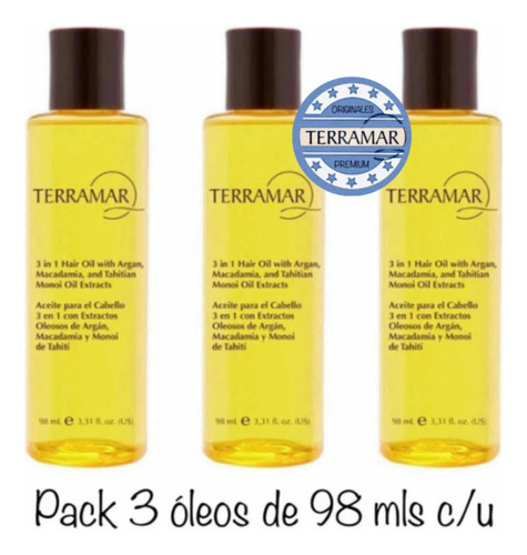 Pack 3 Óleo Tratamiento Capilar 3 En 1 Terramar De 98mls C/u