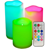 Conjunto De 3 Velas Led Que Mudam De Cor Com Controle Remoto