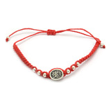 Pulsera Hilo Rojo Medalla Milagrosa De Acero Blanco 