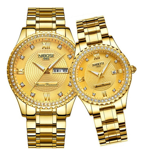 Relógios De Casal Nibosi Luxury Quartz, 2 Peças
